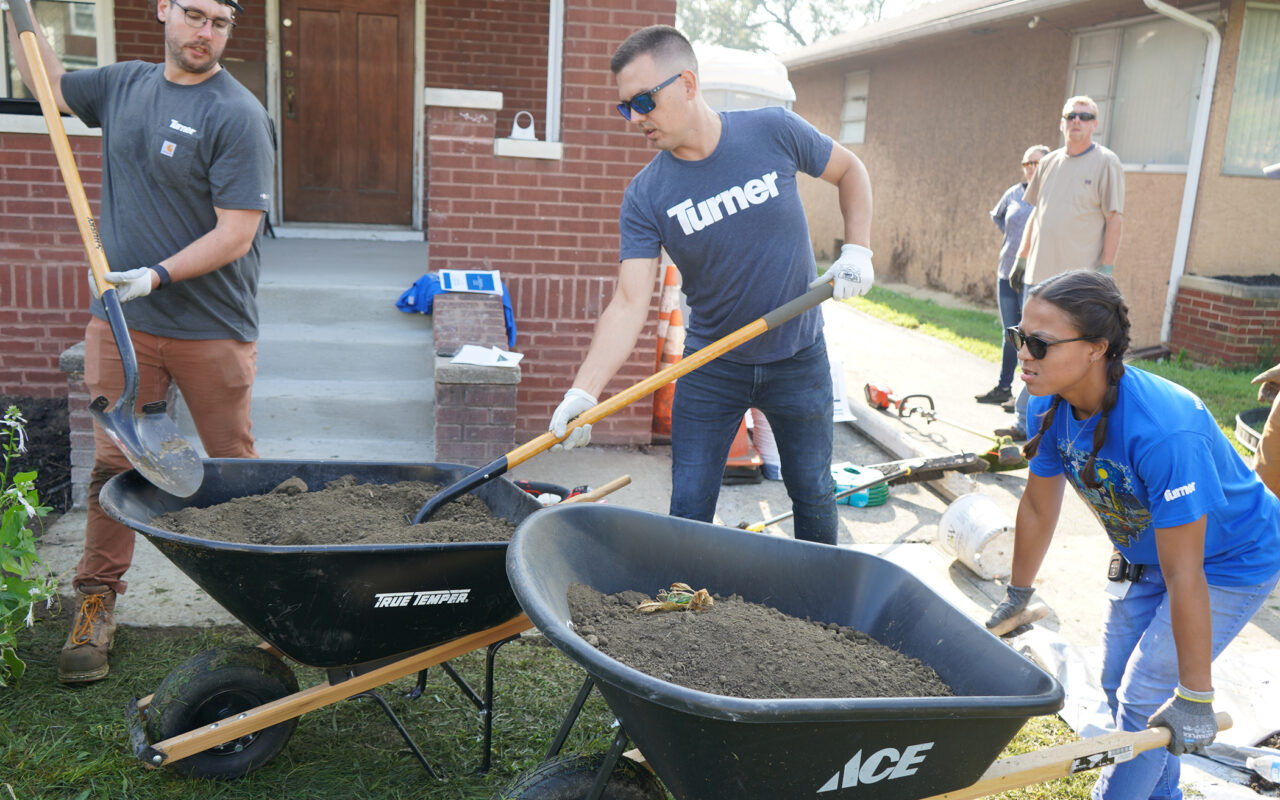 For the 15th year, dozens of volunteers have turned out to help homeowners on the South Side with minor repairs and other projects. Courtesy Turner Construction