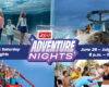Columbus Zoo Adventure Nights banner with families at a water park and slides, Saturdays and Fridays, 6–10 p.m. (June 26–July 25, 2026).